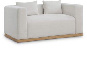 Alfie 67" Cream Linen Textured Fabric Upholstered Loveseat | Meridian Furniture - 642Cream-L