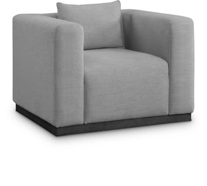 Alfie Grey Linen Textured Fabric Upholstered Chair | Meridian Furniture - 642Grey-C