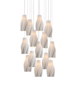 Posh 15-Light Round Multi-Drop Pendant - White | Currey & Co - 9000-1273