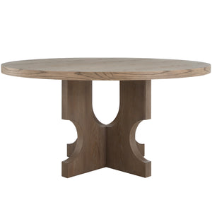 Sylvie Oak Veneer Round Pedestal Dining Table | Gabriella White - SCH-175449