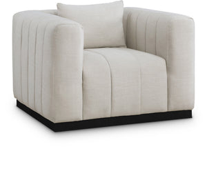 Lucia Beige Linen Textured Fabric Upholstered Chair | Meridian Furniture - 655Beige-C