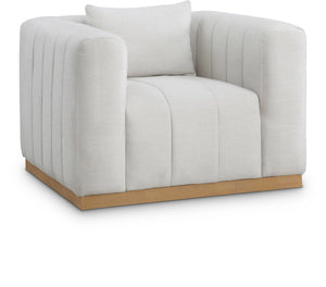 Lucia Cream Linen Textured Fabric Upholstered Chair | Meridian Furniture - 655Cream-C