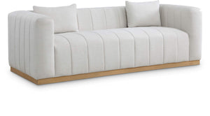 Lucia 90.5" Cream Linen Textured Fabric Upholstered Sofa | Meridian Furniture - 655Cream-S