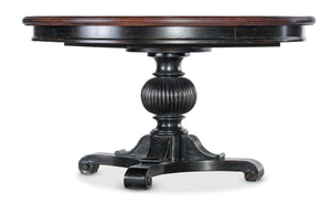 Charleston Round Pedestal Dining Table with 1-20in Leaf - Black | Hooker Furniture - 6750-75203-00