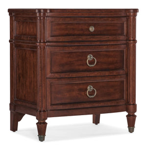 Charleston Three-Drawer Nightstand - Dark Wood | Hooker Furniture - 6750-90015-85