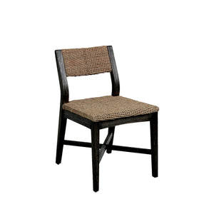 Richard Rubber Wood Seagrass Mod Curved Side Chair - Dark Brown | Gabriella White - SCH-163210