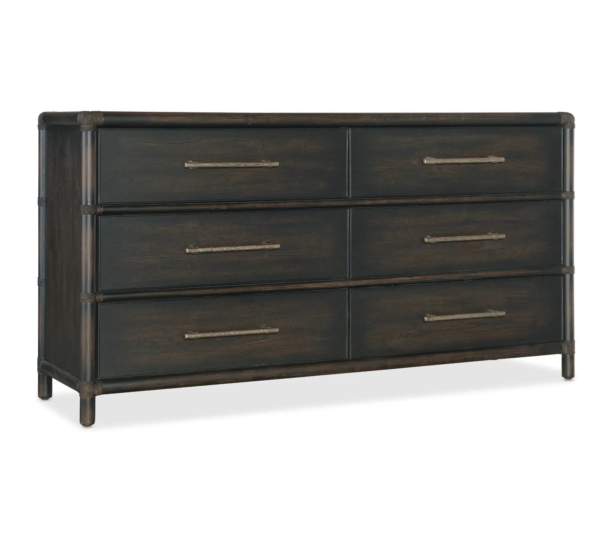 Hooker Furniture Retreat Pole Rattan Dresser- Black Hooker Furniture Retreat Pole Rattan Dresser- Black
