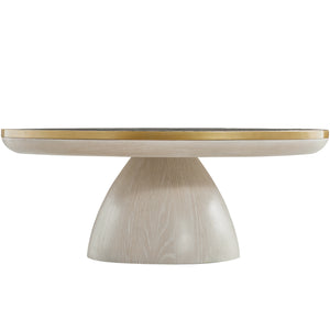 Cain Wood Round Marble Top Coffee Table - White | Gabriella White - SCH-175788