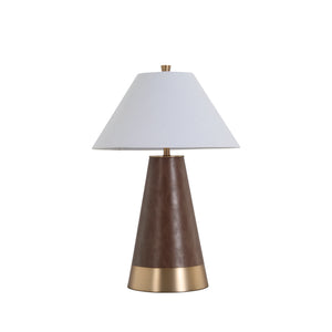 Milo Faux Leather Iron Brushed Gold Table Lamp | Gabriella White - SCH-175747