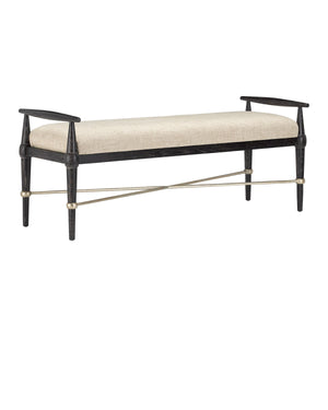 Currey & Co Perrin Black Bench, Finn Natural | 7000-0052