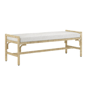Currey & Co Olisa Natural Bench, Rowann Pearl | 7000-1172
