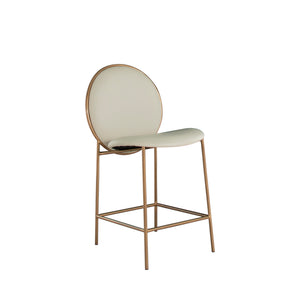 Evelyn Metal Faux Leather Counter Stool - Brushed Gold Cream | Gabriella White - SCH-175536