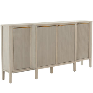 Leary Mahogany Oak Ribbed Sideboard - 4 Shelves, Stained Gold Gray | Gabriella White - SCH-175228