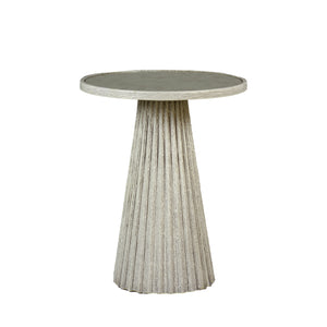 Kingsley Wood Round Pedestal Side Table | Gabriella White - SCH-153900