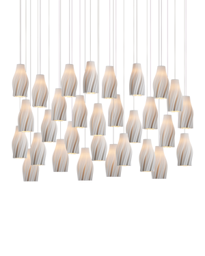 Posh 30-Light Linear Multi-Drop Pendant - White | Currey & Co - 9000-1275