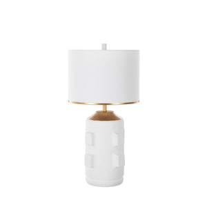 Bridget Ceramic Fabric Plaster White Table Lamp | Gabriella White - SCH-175369