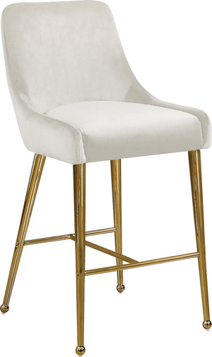 Owen Cream Velvet Upholstered Counter Stool (Set of 2) | Meridian Furniture - 745Cream