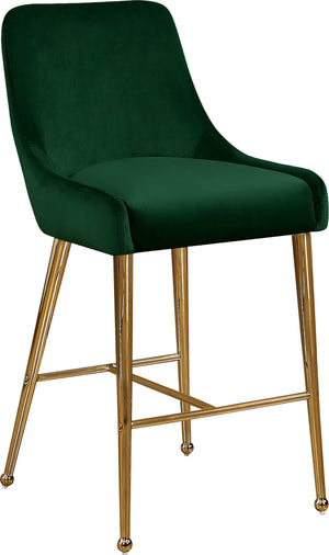 Owen Green Velvet Upholstered Counter Stool (Set of 2) | Meridian Furniture - 745Green