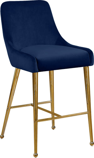 Owen Navy Velvet Upholstered Counter Stool (Set of 2) | Meridian Furniture - 745Navy