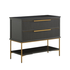 Riggs Mahogany Wood Nightstand - 2 Drawers, Sesame Black | Gabriella White - SCH-175831