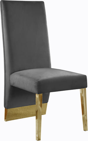 Porsha Grey Velvet Upholstered Dining Chair (Set of 2) | Meridian Furniture - 755Grey-C