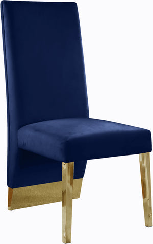 Porsha Navy Velvet Upholstered Dining Chair (Set of 2) | Meridian Furniture - 755Navy-C