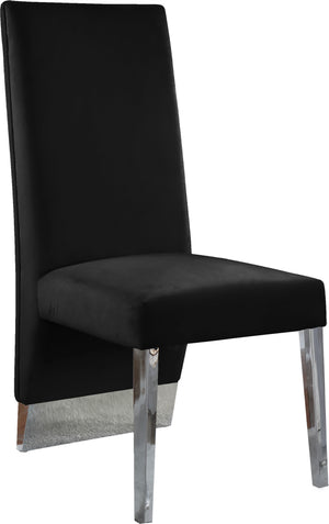 Porsha Black Velvet Upholstered Dining Chair (Set of 2) | Meridian Furniture - 756Black-C