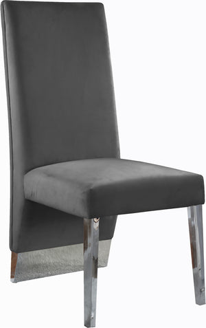 Porsha Grey Velvet Upholstered Dining Chair (Set of 2) | Meridian Furniture - 756Grey-C