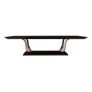 Fontaine V Dining Table - Macassar Ebony Top/Italian Silver Leaf Pedestal | Christopher Guy - 76-0480