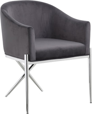 Xavier Grey Velvet Upholstered Dining Chair | Meridian Furniture - 762Grey-C