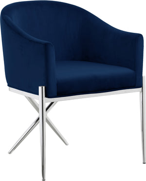 Xavier Navy Velvet Upholstered Dining Chair | Meridian Furniture - 762Navy-C