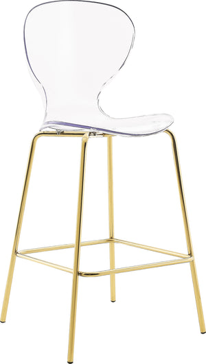 Clarion Gold Lucite Seat And Metal Base Counter Stool (Set of 2) | Meridian Furniture - 767-C