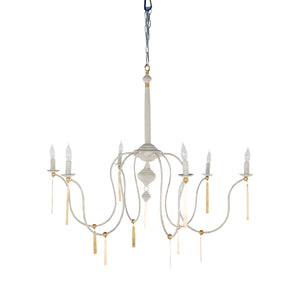 Tracy Wood Textured White Vintage Gold Chandelier | Gabriella White - SCH-170075