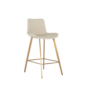 Hines Faux Leather Stainless Steel Counter Stool - White Gold | Gabriella White - SCH-175622