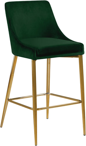 Karina Green Velvet Upholstered Counter Stool (Set of 2) | Meridian Furniture - 789Green-C