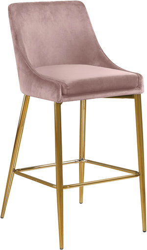 Karina Pink Velvet Upholstered Counter Stool (Set of 2) | Meridian Furniture - 789Pink-C