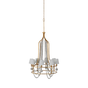 Neville Metal Vintage Gold Distressed Ivory Chandelier | Gabriella White - SCH-166010