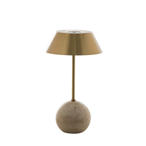 Firefly Travertine LED Table Lamp - Antique Bras/Beige Travertine | Gabriella White - SCH-175894