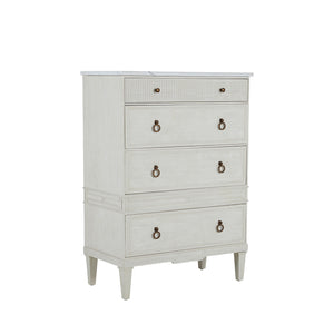 Archie Mindi Sungkai Wood Tallboy - 4 Drawers, White | Gabriella White - SCH-169280
