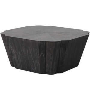 Kenwood Oak Veneer Unique Pedestal Coffee Table | Gabriella White - SCH-163310