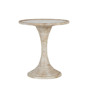 Gloria Resin Round Pedestal Accent Table | Gabriella White - SCH-240310