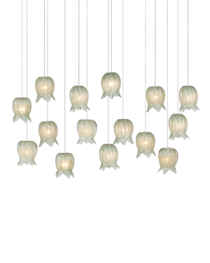 Polpo Green 15-Light Linear Multi-Drop Pendant | Currey & Co - 9000-1399