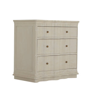 Meredith Mindi Wood Nightstand - 3 Drawers, Textured Cerused White | Gabriella White - SCH-175638