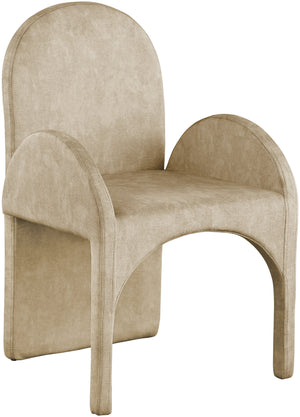 Summer Beige Velvet Upholstered Dining Arm Chair (Set of 2) | Meridian Furniture - 803Beige-AC