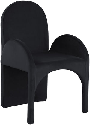 Summer Black Velvet Upholstered Dining Arm Chair (Set of 2) | Meridian Furniture - 803Black-AC