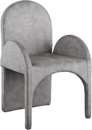 Summer Grey Velvet Upholstered Dining Arm Chair (Set of 2) | Meridian Furniture - 803Grey-AC