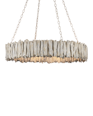 Driftwood Whitewash Ring Chandelier - Grey | Currey & Co - 9000-1249