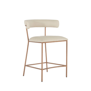 Matlock Metal Faux Leather Counter Stool - White Brass | Gabriella White - SCH-175540