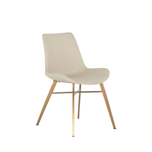 Hines Faux Leather Stainless Steel Dining Chair - White Gold | Gabriella White - SCH-175623