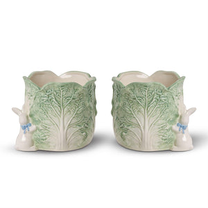 Cabbage and Bunny Set of 2 Cachepots / Planters | Two's Company - 82773
